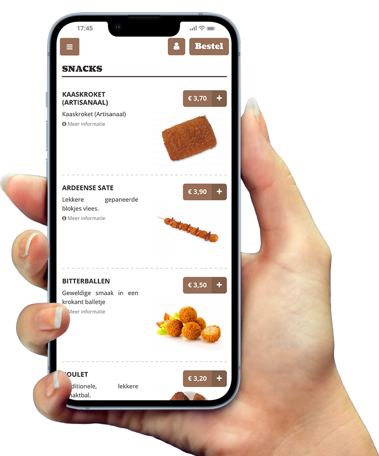 Voorbeeld van onze app op smartphone Voorbeeld van onze app op smartphone